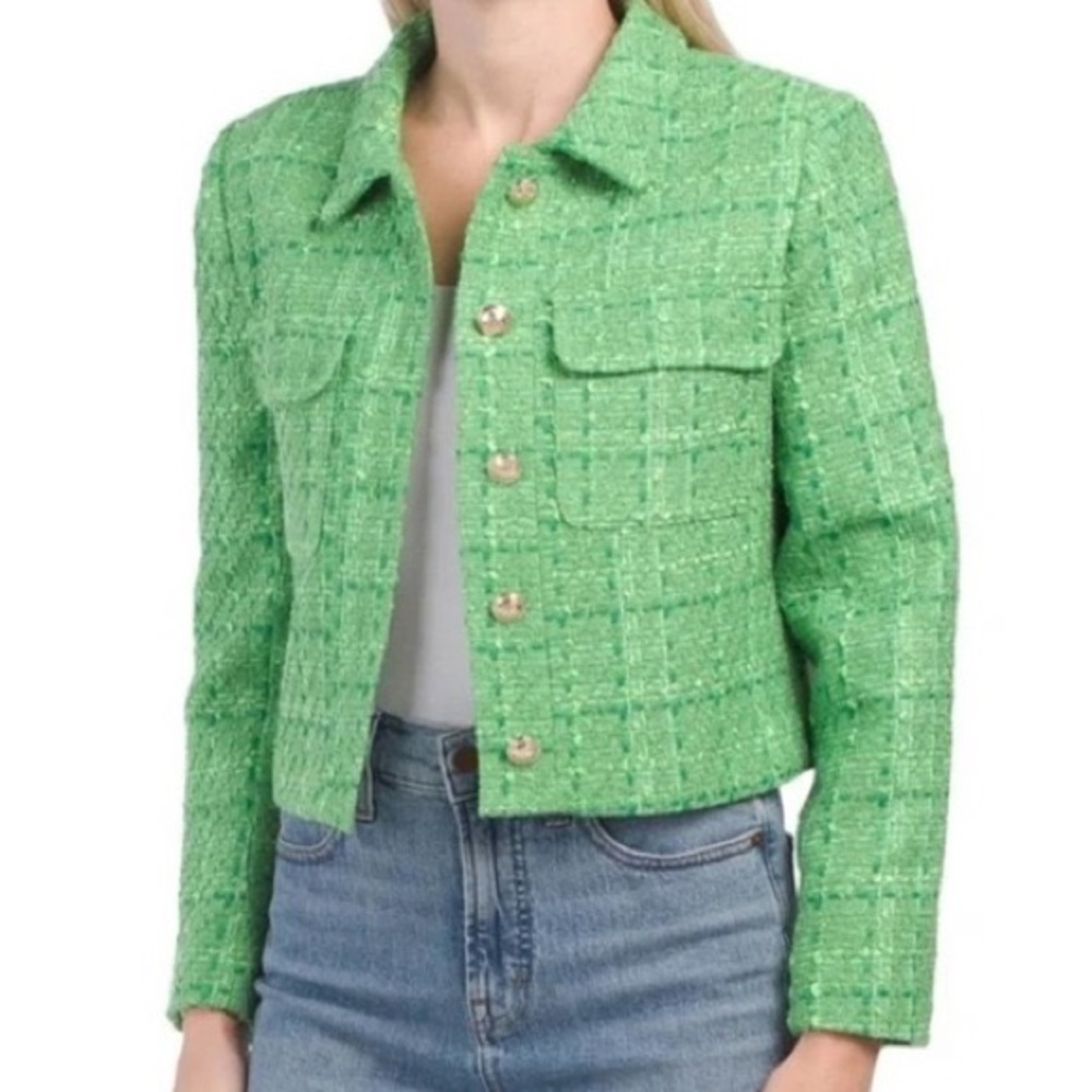 Nicole Miller Green Tweed Jacket Small